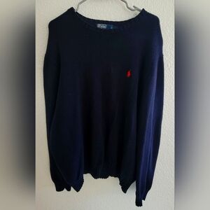 Mens Classic Polo Ralph Lauren Navy Blue Knit Sweater Pullover Sz XXL